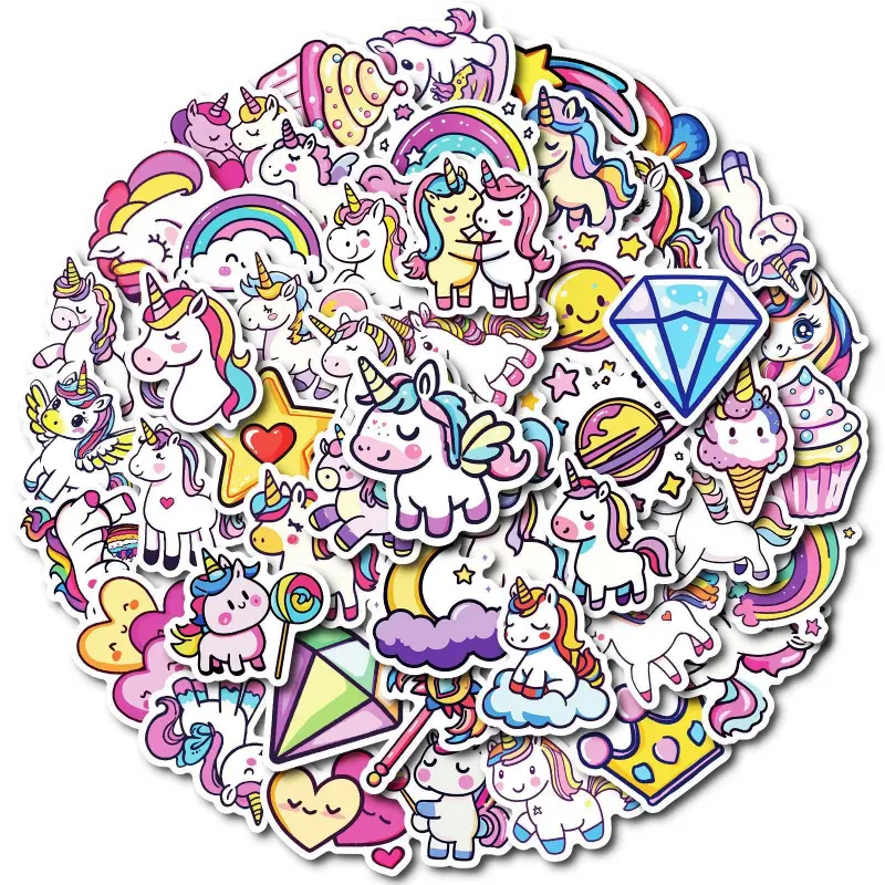 50 cute unicorn series pp doodle decorative cartoon stickers