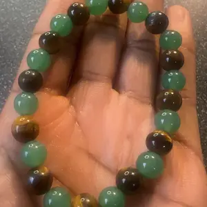 1pc Arpurraina Money Attraction Bracelet with Green Aventurine & Tiger Eye - Solid Unscented Prosperity & Wealth Amulet for Birthday, Anniversary, Summer Vacation & Theme Parties Jewelry Charms Abundance Crystal bracelet