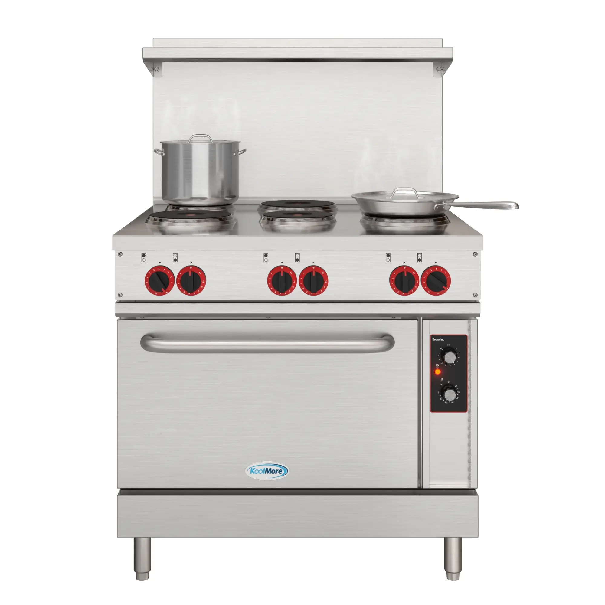 36 In. Commercial Electric Range with 6 Burners and 1 Standard Electric Oven in Stainless Steel - 208V 3 Phase