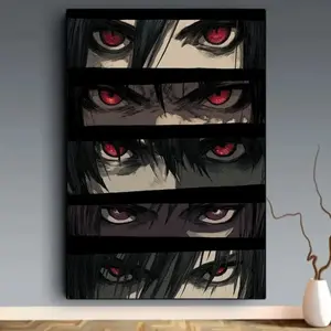 Vibrant Anime Canvas Wall Art, Artistic Demon Eye Cartoon Animation Print, Perfect for Home Bedroom Decor, Wall Decoration for Anime Lovers