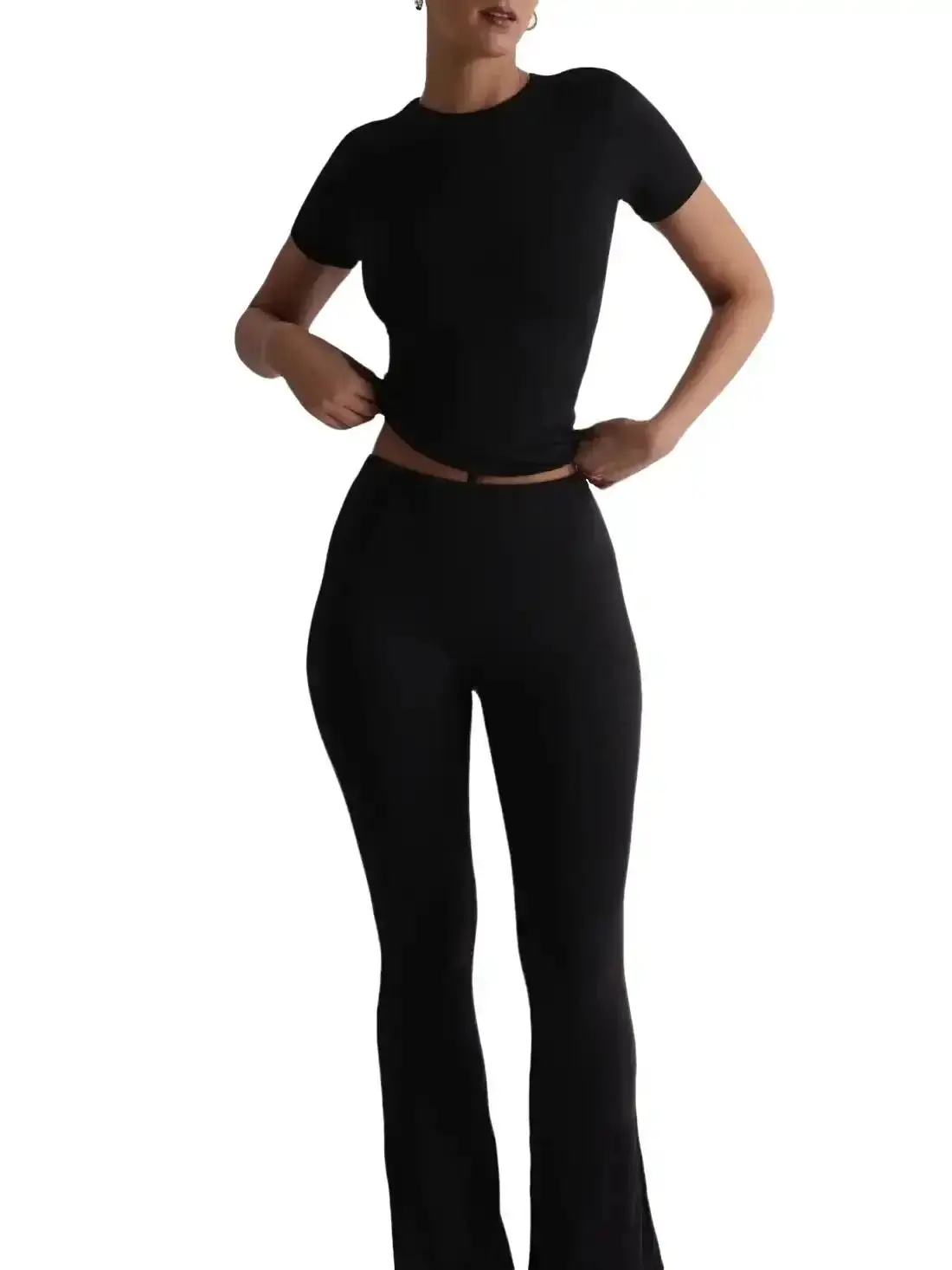 Refined Comfortable Everyday Fitted Flare Nylon Spandex Legging Pants Womenswear Comfort Trouser, tailored comfort, sleek line, flattering drape, versatile piece, trending now
