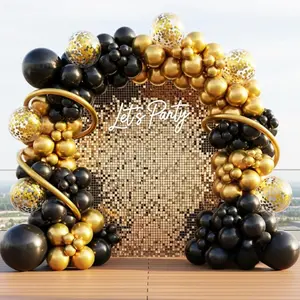 114PCS Black and Gold Balloon Arch Kit with Confetti & Long Balloons for Men’s Party Decorations