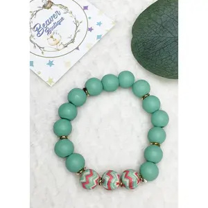 Wooden Bracelets: Teal