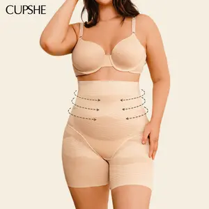 CUPSHE TikTokShopSpringGlowUp Feather Hug Black/Nude Shapewear Bottoms Slim & Sculpt Support Corset Waist Shaping Basic Womenswear with Medium Compression Minimalist Corset Waist Shaping Leg Shorts