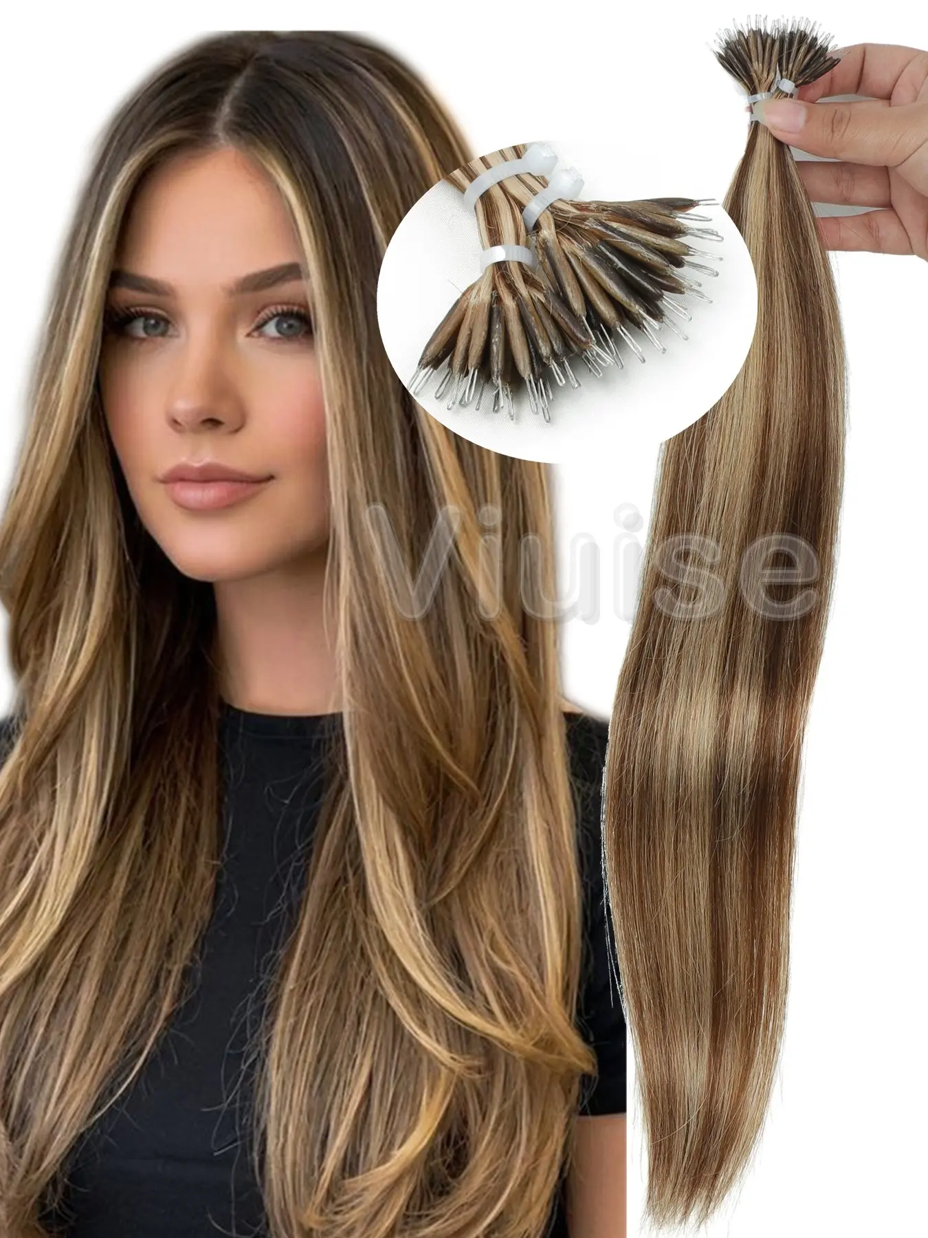 30G 50pcs Nano Beads, Microbead Extensions, Capsule Nano Ring Fusion Human Hair Extensions,Straight Natural Volume,Invisible,Glueless,Blonde,Brown,Brazilian Human Hair,12inch-22inch, Human Hair Weave, Natural Straight Hairpiece