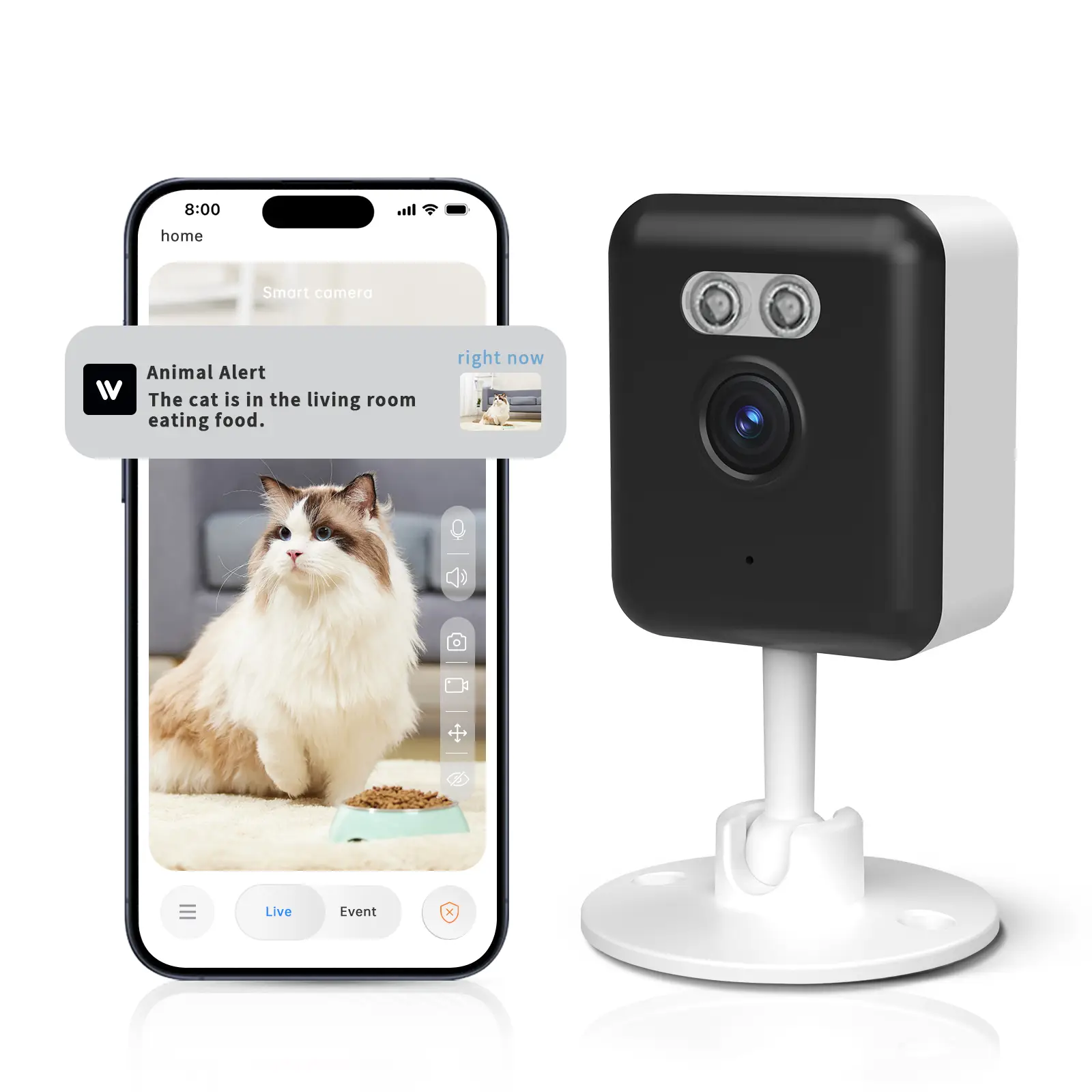 AI Mini Security Indoor Camera 3MP 5G WiFi Camera Support SD Card or Cloud Service Subscription WiFi Security Camera for Baby & Pet Monitor