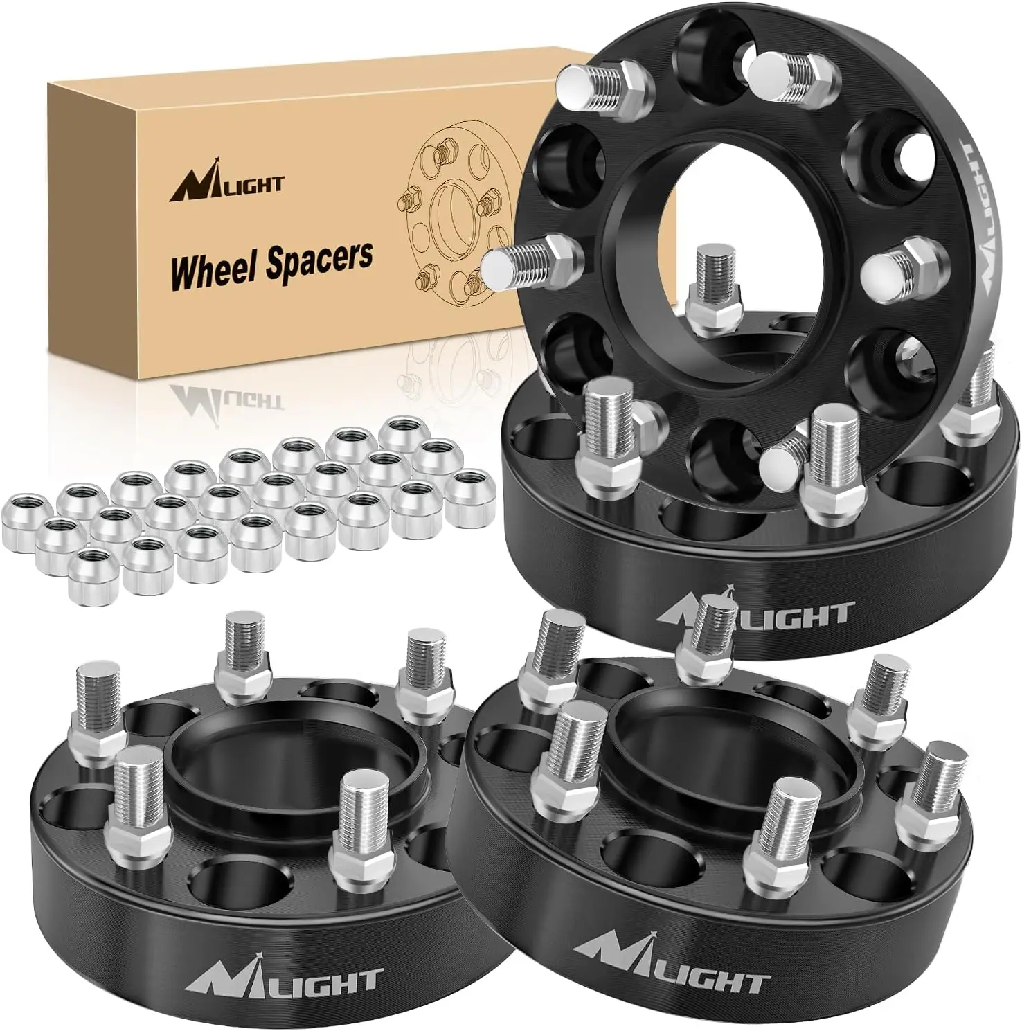 Nilight 4pcs 6x135 Aluminum Alloy CNC Wheel Spacers - Automotive Accessories, 1.5 inch Spacer Thickness, M14x1.5 Thread Studs, 87.1mm Hub Bore, Stability Boost, Track Widening, for 2015-2022 Ford F150/Expedition/Navigator Car Parts