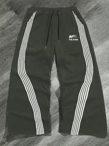 Sweatpants' Side Stripe Wide Leg Track Pants | Streetwear Aesthetic Athleisure Style | Unisex OOTD Essential | TikTok Viral Y2K Casual Daily Wear Statement Bottoms for Men Women 2026 Spring New Drop