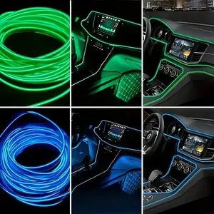 196.85-inch/5mUSB powered LED car neon lights(no remote control version), suitable for car center console, dashboard, doors, dashboard, with application APP control