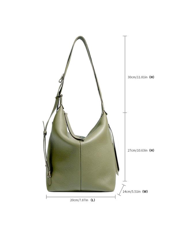 Genuine Leather Crossbody Bag for Women, Large Capacity Purse with Wide Adjustable Strap, Multi-Way Fashion Shoulder Bag