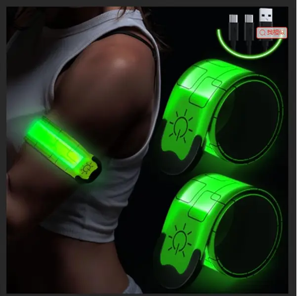 Rechargeable LED Armband 2-Pack, High Visibility Running Gear for Night Safety,  Light Up Wristbands for Night Walking, Cycling, Running Gift for Women Men Kids，White