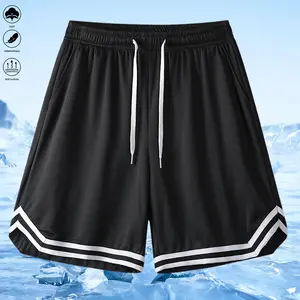 Men’s solid-color casual shorts, quick-dry knit polyester fabric, solid-color design, relaxed fit with an elastic waistband and drawstring, with pockets, suitable for running training and sports,summervibes