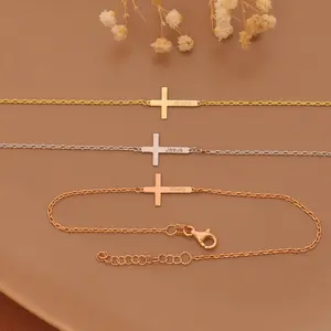 Custom Engraved Cross Bracelet, Silver Baptism Jewelry, Christian Protection Bracelet, Custom Religious Gift