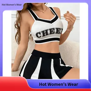 【Hot Women's Wear】Sexy Football Cheerleading Costume Set, CHEER Sexy Soccer Performance Costume, Football Beauty Cheerleading Lingerie Two-Piece Set