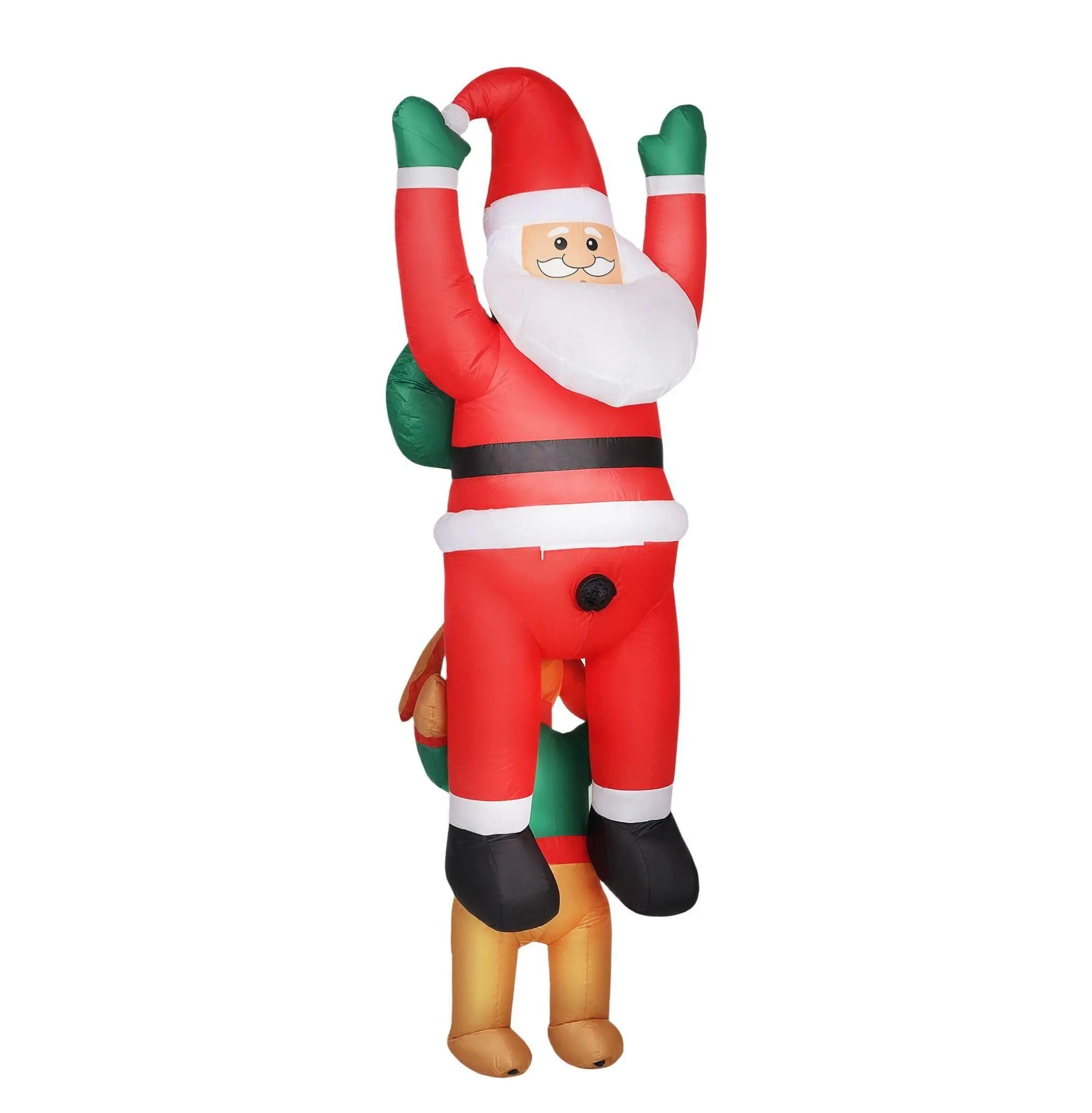 7FT Hanging Christmas Inflatable Santa with Dog, Outdoor Blow Up Holiday Decoration with LED Lights, Waterproof Yard Decor for Garden Lawn Default Title