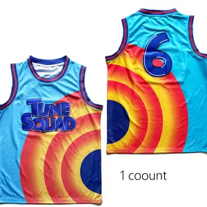 Men's Space Jam Tune Squad #6 Movie Basketball Jersey Embroidery basketball jersey outfit breathable comfortable sport tank top summer training