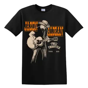 Jason Aldean Full Throttle Tour 2025 T-Shirt - Premium Graphic Tee for Country Music Fans with Stylish Design, Perfect for Concerts and Casual Wear Crewneck Fabric Top Womenswear Apparel Comfy
