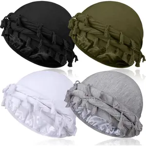 4 Pieces Satin Lined Turban Silky Head Wraps for Men, Halo Turban Mens Turban Head Scarf for Hair