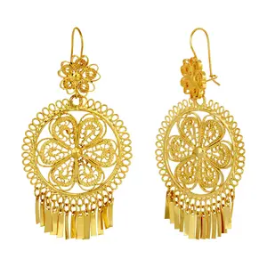 Folklorico Dance Filigree Earrings, Full Flower