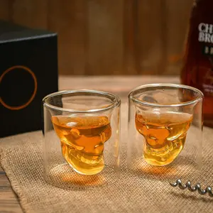 Skull Shot Glasses Set of 2   Skull  Glass for Men  Spooky Halloween & Gothic Bar    Shot Glasses for , , and