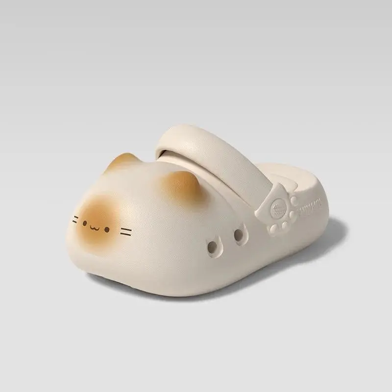 New Cute Three Flower Cat Claw Shoes for Summer Outdoor Thick Bottom Non Slip Hole Shoes Beach Home Sandals