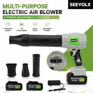 【SummerVibes】SEEVOLX 6 Speeds Cordless Blower with 3 Nozzles and 2x 21V Rechargeable Batteries, Multi Purpose Air Blower for Yard, Lawn, Car, Leaves, Dust, Snow, Garage, Home, and Outdoor Tasks