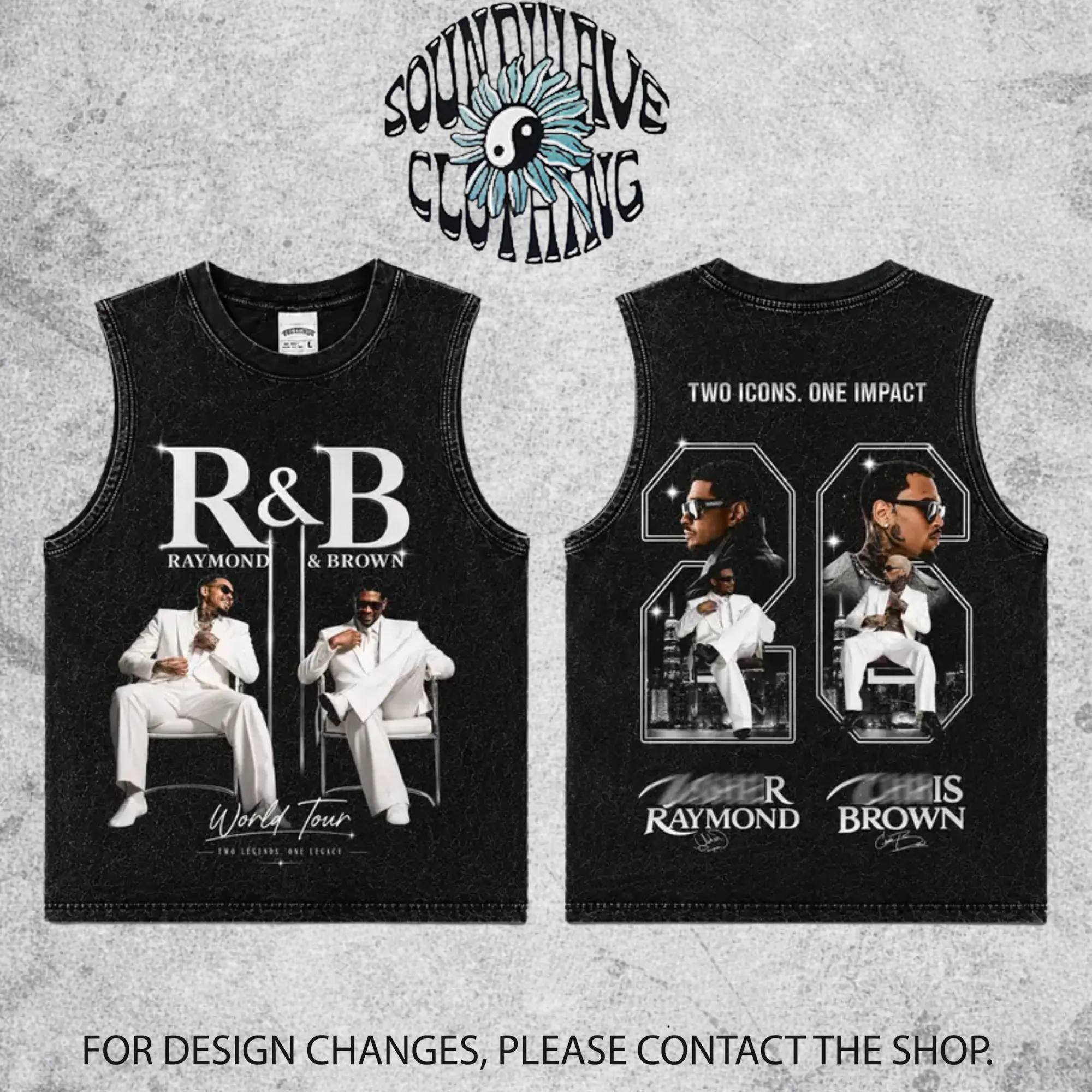 [SWW] The R&B Tour 2026: Raymond & Brown #6 Premium Acid Washed 100% Tank Top T-Shirt, R&B Music Duo Graphic Tee, Urban Hip Hop Soul Streetwear Shirt, Concert Tour Merch, Gift for R&B Fans, Vintage Music Te