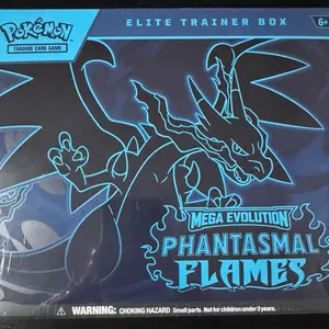 Mega Evolution Phantasmal Flames ETB Sealed Box - Official TCG Collectible Trading Cards, Authentic English Colorful Art Collectible Cards