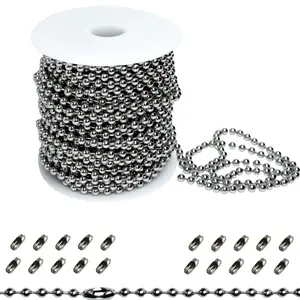 65  4.5mm Ball Beads Chian, Size #10 Replacement Bead Chain Cord with 20 count Connectors Clasps for  Tag, Necklace Chain, Plumbing Applications (304 Stainless Steel)