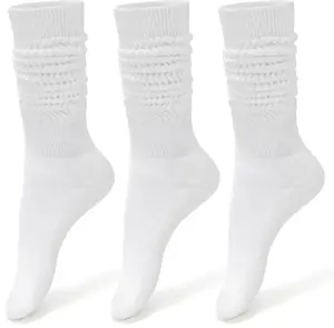 WANDER Womens Slouch Socks, 3 Pairs Cotton Lightweight Scrunch Ankle Boot Socks for Girls, Size 5-11 Soft Fitted Basic Outfit Christmas New Year Gift