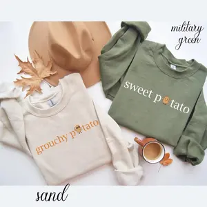Thanksgiving Couples Sweatshirt, Funny Sweet Potato Grouchy Potato Matching Fall Sweatshirt, Cute Couple Sweatshirt, Turkey Day Outfit
