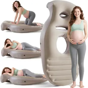 Inflatable Pregnancy Pillow,Full Body Pregnancy Mattress with Hole for Belly Chest/Head,Pregnancy Pillows for Prone Sleeping,Relieves Back Pain-for Massage,Home,Trave (Khaki)