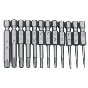 11/12pcs Tamper Proof Security Drill Bit Set Torx Screwdriver Flat for Head 1/4"