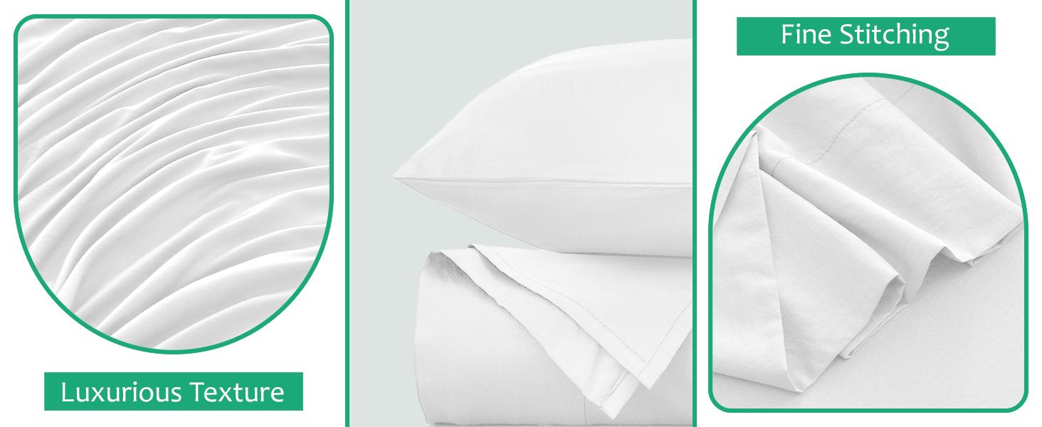 Lux Decor 3/4pc Bamboo Sheet Set - Super Silky Luxury Bedding Set -Soft Breathable Sheet -15-inch Deep Pockets Cooling Sheet Set, Wrinkle-Free Sheet with Pillowcases Lux Decor 3/4pc Bamboo Sheet Set - Super Silky Luxury Bedding Set -Soft Breathable Sheet -15-inch Deep Pockets Cooling Sheet Set, Wrinkle-Free Sheet with Pillowcases