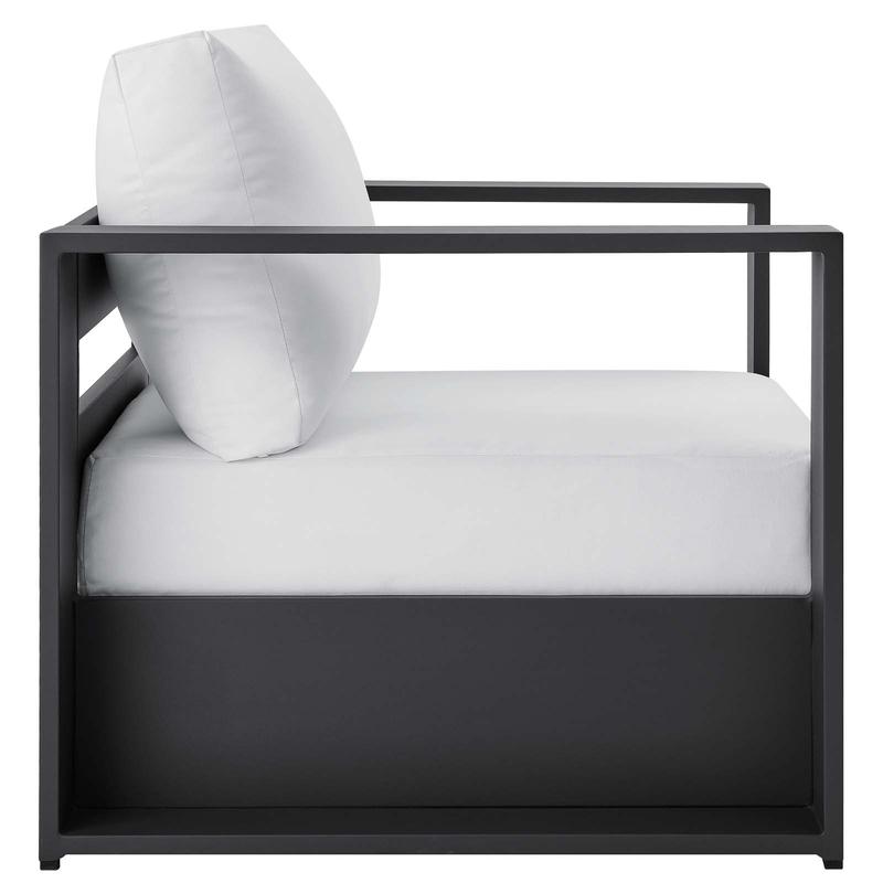 Modway Tahoe Outdoor Patio Powder-Coated Aluminum Armchair in Gray White