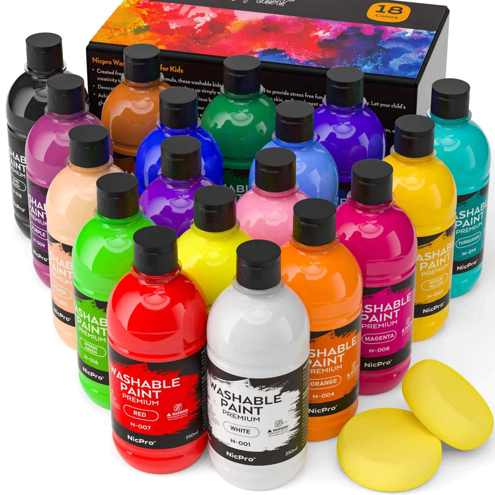 Nicpro Washable Finger Paint Set for Toddlers, Non-Toxic & Baby Safe Paint for Hand and Feet, Mess Free Finger Painting Art Supplies for Kids Age 1-3 4 5 6+, Preschool Learning Gifts