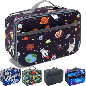 F-LBK38 Lunch Box Kids,Kids Lunch Bag Boys,Washable and Reusable Toddler Lunch Box for Daycare,Lunchbox for School,Outdoor(Astronaut)