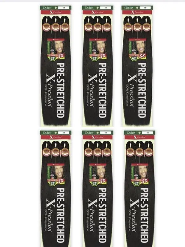 Outre Braids X-Pression Kanekalon 3X Pre Stretched Braid 62″ (6 PACKS)