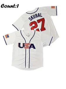 Baseball Jersey Top, Loose-Fitting Casual Style, Stretch Breathable Embroidered Button Sports Uniform, All Seasons Party Baseball Wear