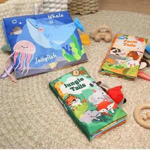 Baby Tail Early Education Cloth Book, Learning Books, Unbreakable Bite-Safe Sound Tear-Resistant Toy, Interactive Animal Ocean Learning for Infants 0-1 Year Old