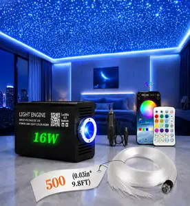 500PCS0.03in9.8ft RGBW Starlight Headliner Kit – 16W DIY Pattern Custom Ceiling Lights, Color Changing for Car & Home Theater Disco Party Professional Animation