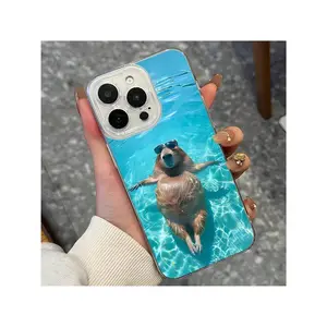Capybara Pattern Design Clear Phone Case, Full Body Shockproof Phone Protective Cover, Fashion Phone Accessories Compatible With IPhone 16 15 14 13 12 11 X Pro Max Plus Mini, Casing