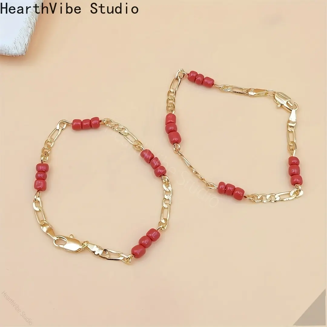 6.1in Unisex Youth Ethnic Beaded Bracelet - Adjustable Beaded Design, Beading Pattern, Stackable Sports Wristband, Elegant Friendship Gift Accessory