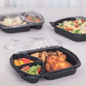 [300 ct] OPS Lid for 36 oz Microwaveable Take-Out Box | 3-Compartment | Clear