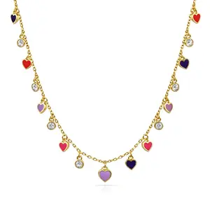 Multi Heart Necklace 925 Sterling Silver 14k Gold Plating