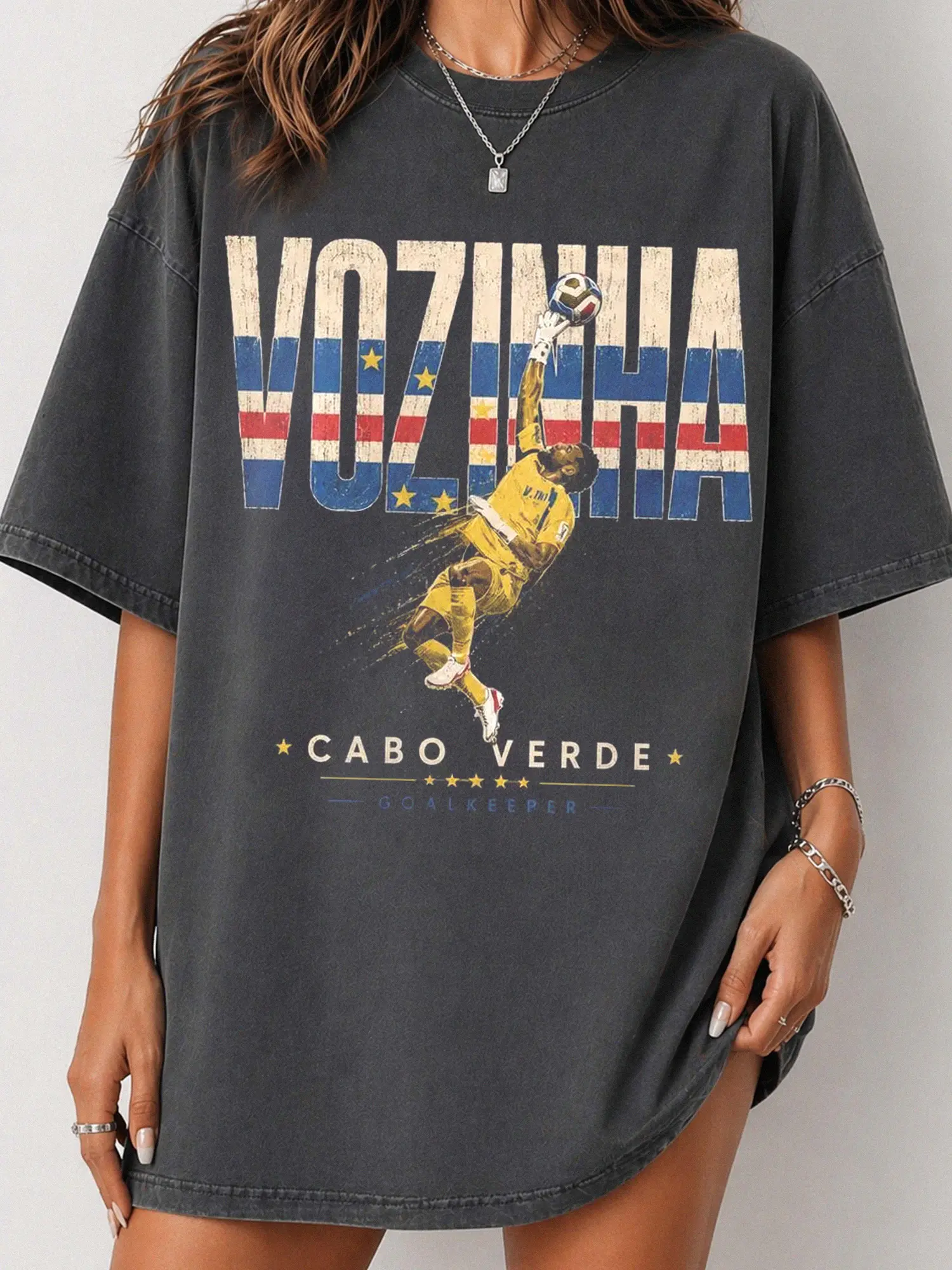 Cabo Verde Flag Shirt, Vozinha Vintage Soccer Fan Tee, Cape Verde Football Graphic T-Shirt