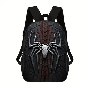 1pc Lightweight Black Unisex Printed Backpack, Printed Duffel Bag - Adjustable Shoulder Strap, Unisex School Bag, Casual Travel and Commuter Bag, Zipper Closure, Sports Gear Bag|Minimalist Design| Lightweight Backpacks, Travel Backpacks, Stylish