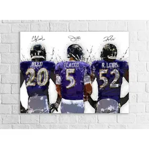 Ed Reed, Joe Flacco, Ray Lewis Poster, Baltimore Ravens, Gallery Canvas Wrap or Museum-Quality Poster, Wall Decor for Man Cave, Kids room