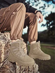 Men's Outdoor Work Boots | Lace-Up Slip Resistant Big Size Shoes, Ideal for Hiking & Daily Wear