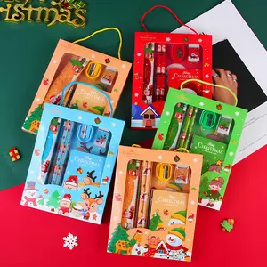 Christmas Themed Stationery Gift Box, 6 Counts/set Portable Design Stationery Set, School Gift, Student Prize, School Supplies, Pen Set